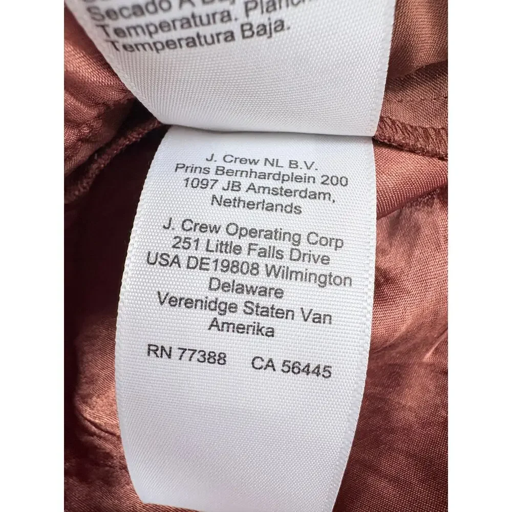 Boho Luxe Resort J.Crew Stratus Satin Wide Leg Pants Toasted Paprika M NWT